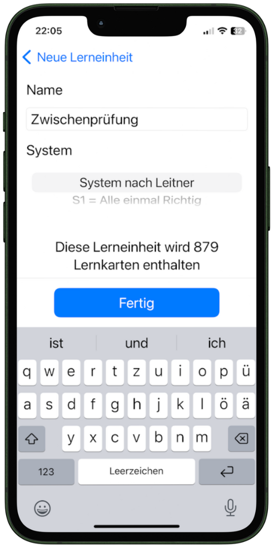 Erstellen einer neuen Lerneinheit innerhalb der NotSan App