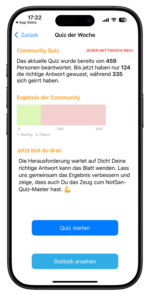 Das NotSan Quiz in der NotSan App